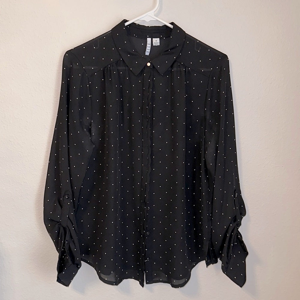 polka dot sheer top